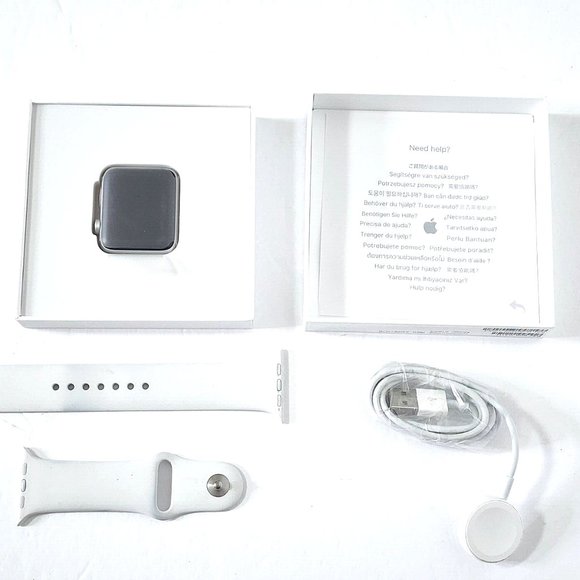 Apple Watch Series 3 GPS 42mm Silver Aluminum -   White Sports Band Model A1859 - Picture 1 of 4